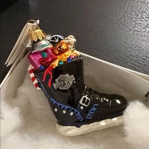 VINTAGE Christopher Radko Harley Petit Biker Boot Ornament